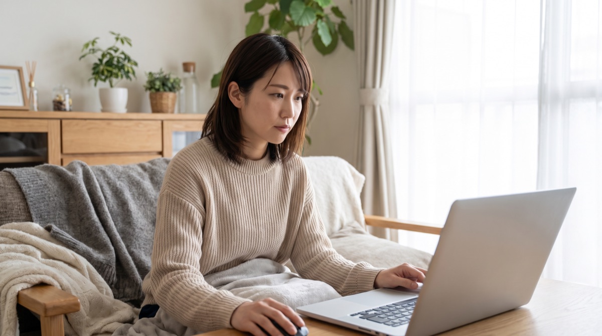 モッズクリニックの公式サイトを自宅で確認しているイメージ