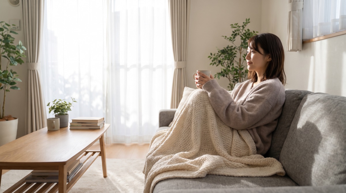 術後1週間の予定を空け、自宅でゆったりと過ごしながら回復を待つ女性